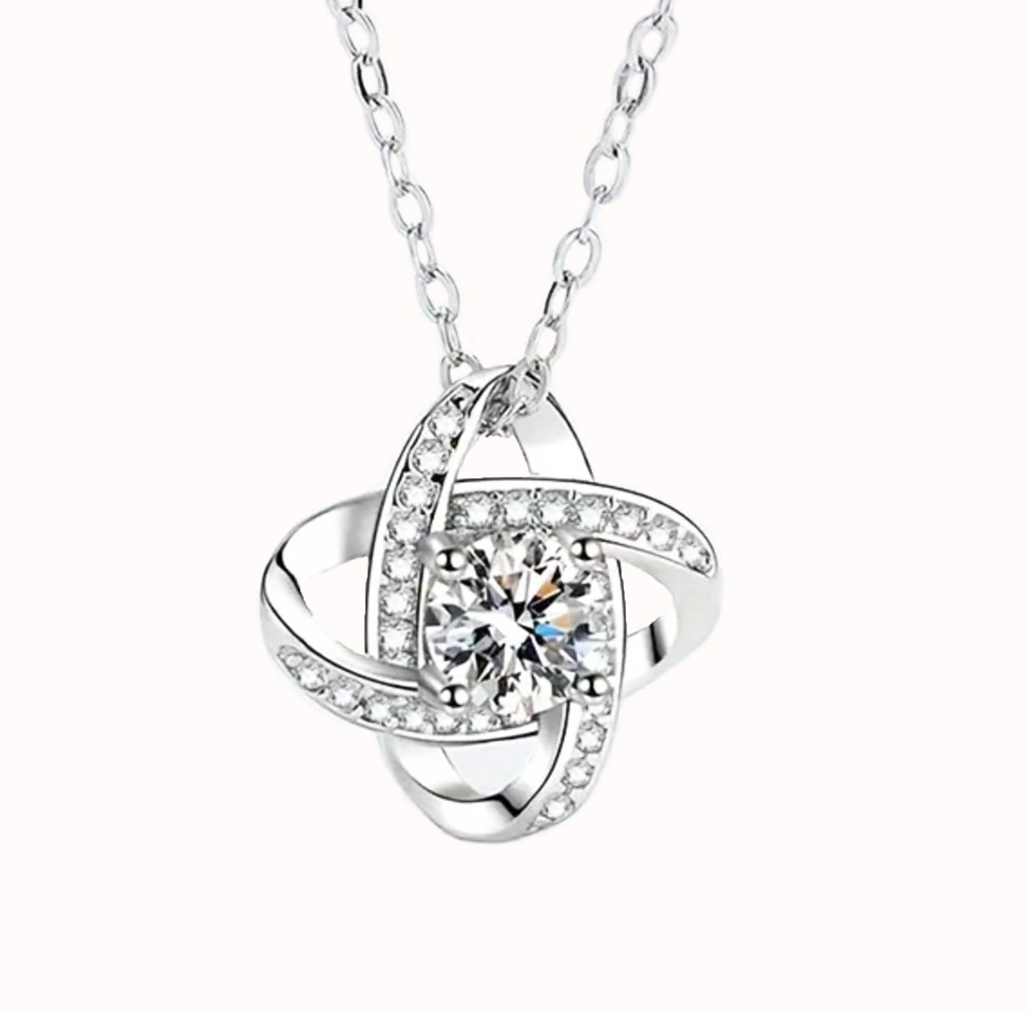 FRUILIBEE Love Knot Necklaces for Women, Sterling Silver Diamond Pendant Necklace, Perfect Gift for Anniversary, Wedding, Birthday, Valentine's Day, Holiday and Christmas Gift