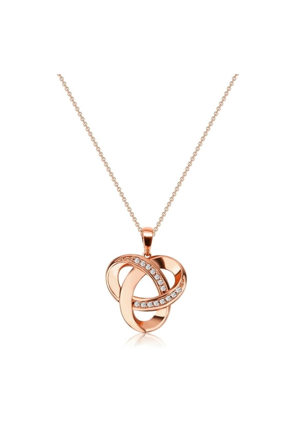 Love Knot Necklaces for Women Sterling Silver Diamond  Pendant Necklace, Forever Infinity Necklace For Women(Rose Gold)
