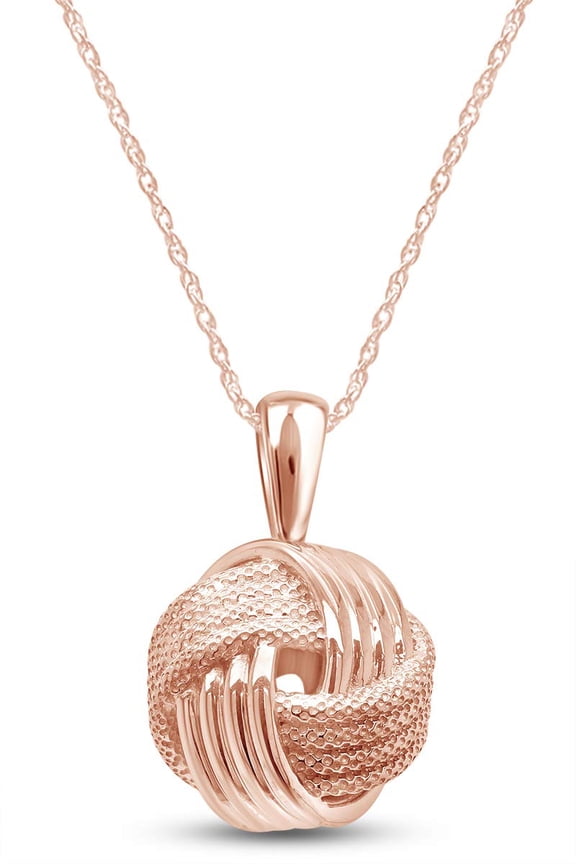 Love Knot Pendant Necklace in 14k Rose Gold Over Sterling Silver