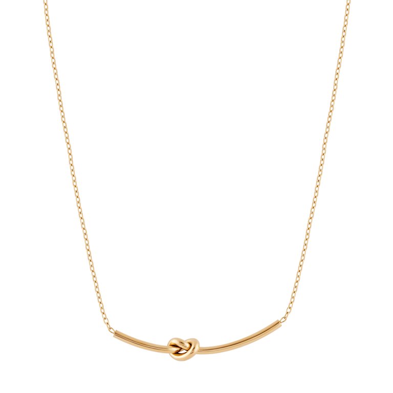 Handmade 18k Gold Love Knot Necklace, 19.5 Chic Gold-Tone Knot Necklace display picture 1