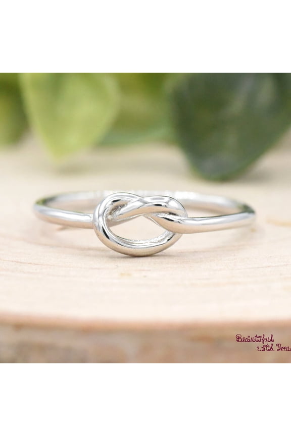 Love Knot Ring, True Lover's Knot Promise Ring Womens, Knot Ring for Girlfriends. Solid 925 Sterling Silver Knot Ring, Knot Engagement Ring Ring Size 12.75