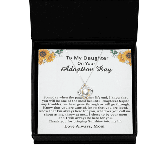 Love Knot Rose Gold Necklace,Adoption Day Gift For Daughter, Gift From Adoptive Mom,Adopted Daughter, Adoption Day Gifts,Jewelry Gift For Daughter