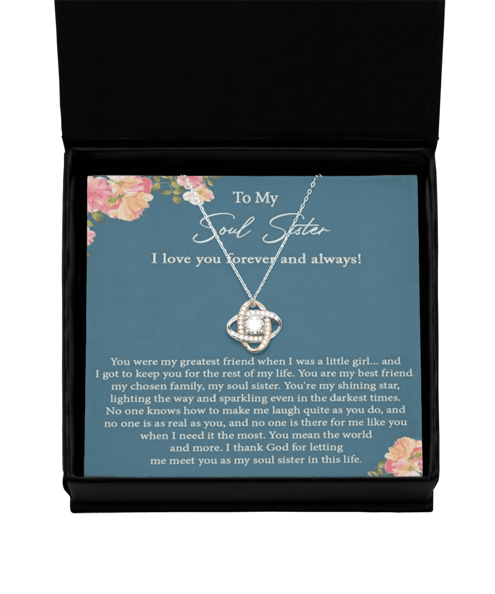 Love Knot Rose Gold Necklace,Soul Sister Love Knot Rose Gold Necklace, Best Friend Forever Gift, Soul Sister Gift, Jewelry Gift