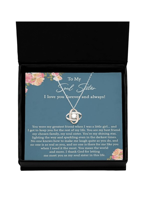 Love Knot Rose Gold Necklace,Soul Sister Love Knot Rose Gold Necklace, Best Friend Forever Gift, Soul Sister Gift, Jewelry Gift