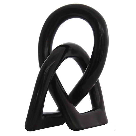 Stoneage Arts Entwined Love Knot Sculpture 8 Inch Black Hand Carved in Kenya