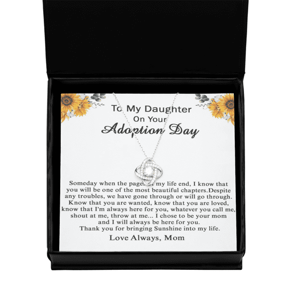 Love Knot Silver Necklace,Adoption Day Gift For Daughter, Gift From Adoptive Mom,Adopted Daughter, Adoption Day Gifts,Jewelry Gift For Daughter