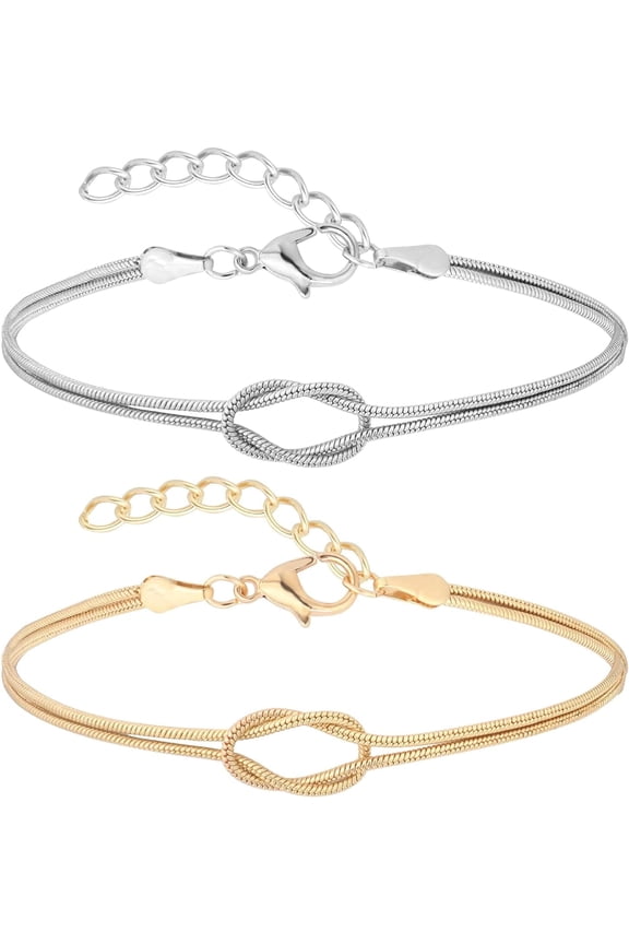 Love Knot Snake Chain Infinity Bracelets For Women Gold-Plated Bracelet Matching Bracelets For Couples Friendship Relationship Bracelets Valentine Christmas Gifts For Her[z430]