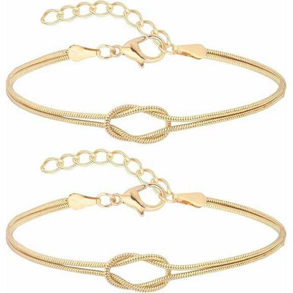 Love Knot Snake Chain Infinity Bracelets For Women 925 Sterling Silver Gold-plated Bracelet Matching Bracelets For Couples Friendship Relationship Bracelets Valentine Christmas Gifts For Her Jewelry