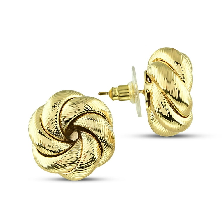 Love Knot Stud Earrings, 14K Gold Plated Stud Earrings 23mm