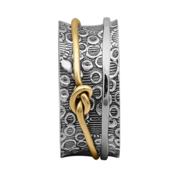 Love Knot Texture Design Meditation Anxiety 925 Silver Spinner Unisex Band