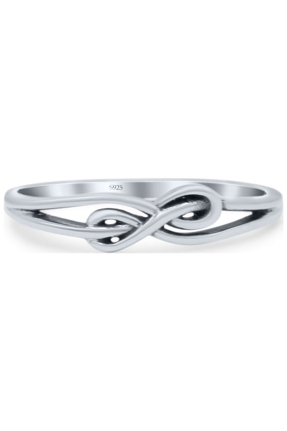 Love Knot Twisted Double Infinity Promise Design Oxidized Ring Band Solid 925 Sterling Silver Thumb Ring Size 7