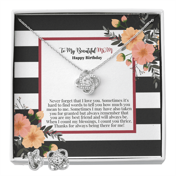 Love Knot s and Necklace - Happy Birthday Mom Gift