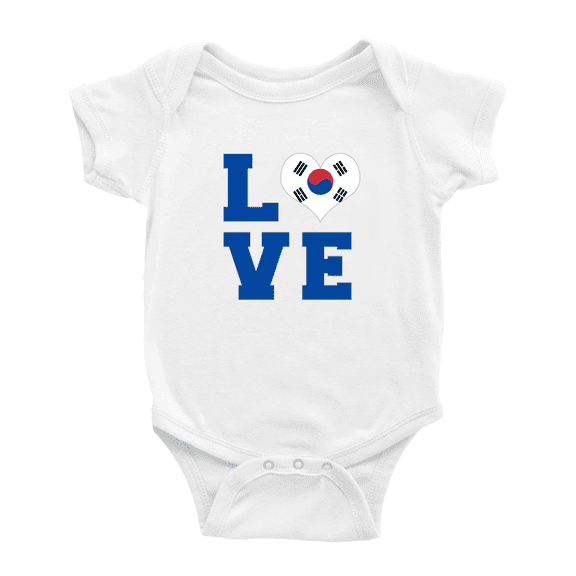 Love Korea Flag Heart Baby Rompers Newborn Clothes Outfits (White, 3-6 Months)
