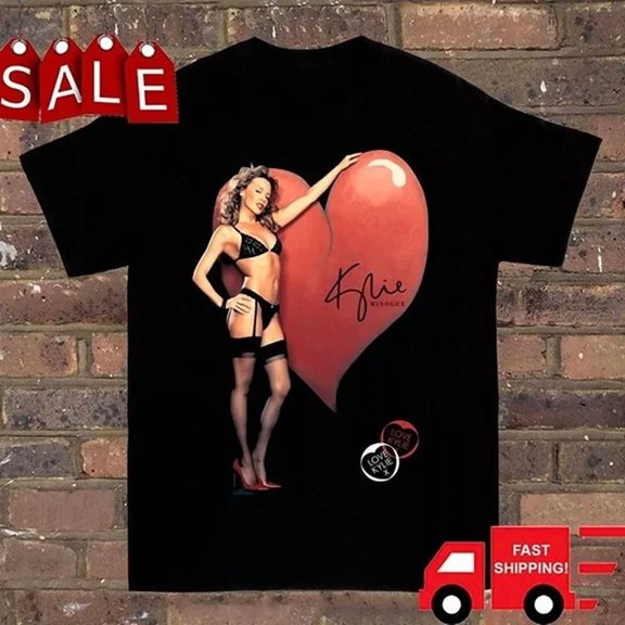 Love Kylie Love Heart Kylie Minogue T Shirt Full Size S-5XL ET1083 ,Black Color,Size L