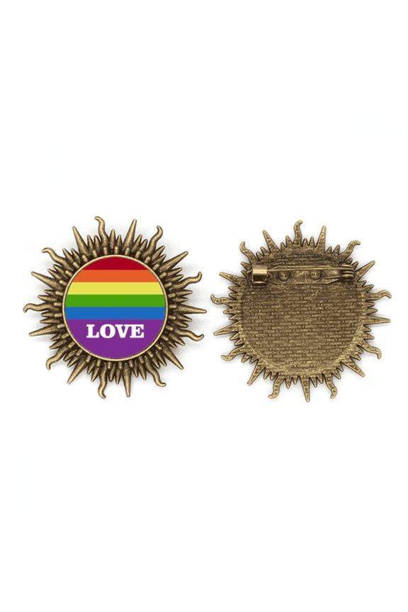 Love LGBT Rainbow Art Deco Fashion Metall Sonne Brosche Haken Pin