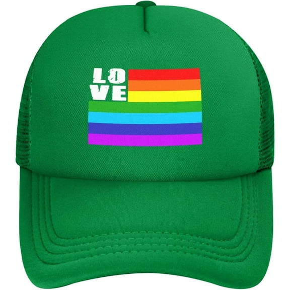 Love LGBT dad Hat Vintage Trucker Hats Mens Funny Novelty Snapback Baseball Cap,Black