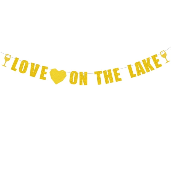 Love on the Lake Banner -Bachelorette Decorations Camp Bach Party Lake Tahoe Bachelorette Party DecorationsSeashells and Wedding Bells Decor Gold Glitter