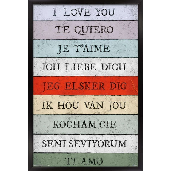Love Language - I Love You Wall Poster, 14.725" x 22.375", Framed