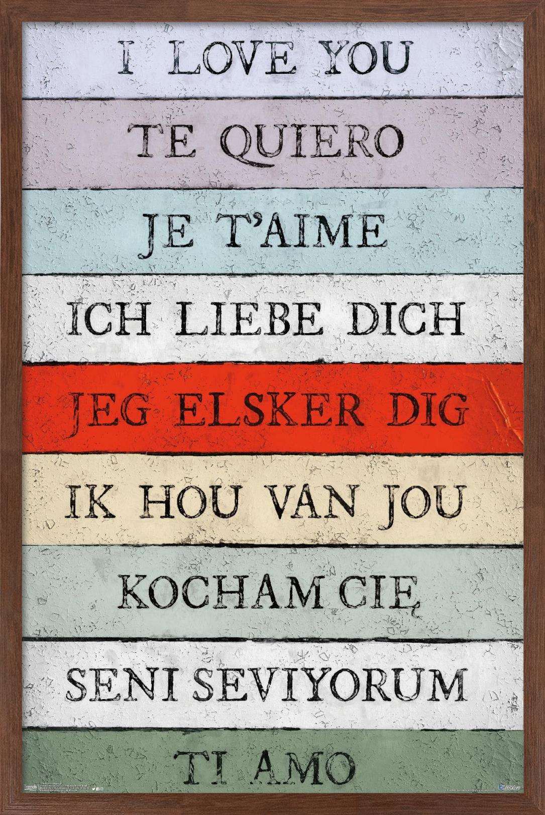 Love Language - I Love You Wall Poster, 14.725" x 22.375", Framed