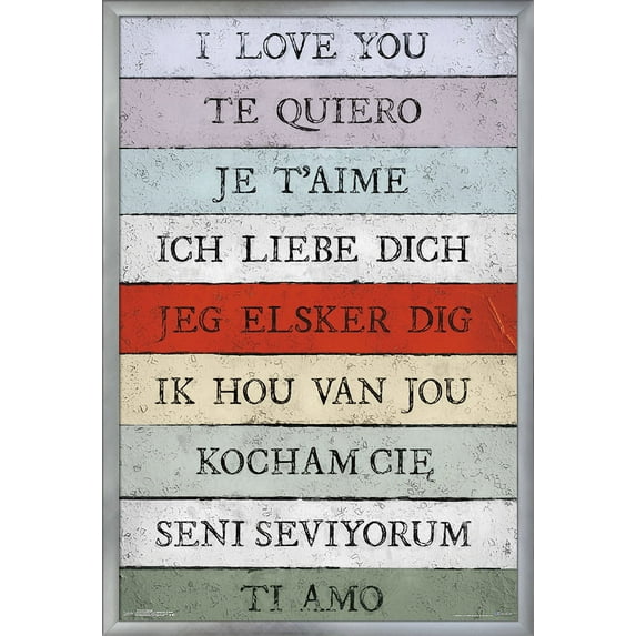 Love Language - I Love You Wall Poster, 22.375" x 34", Framed