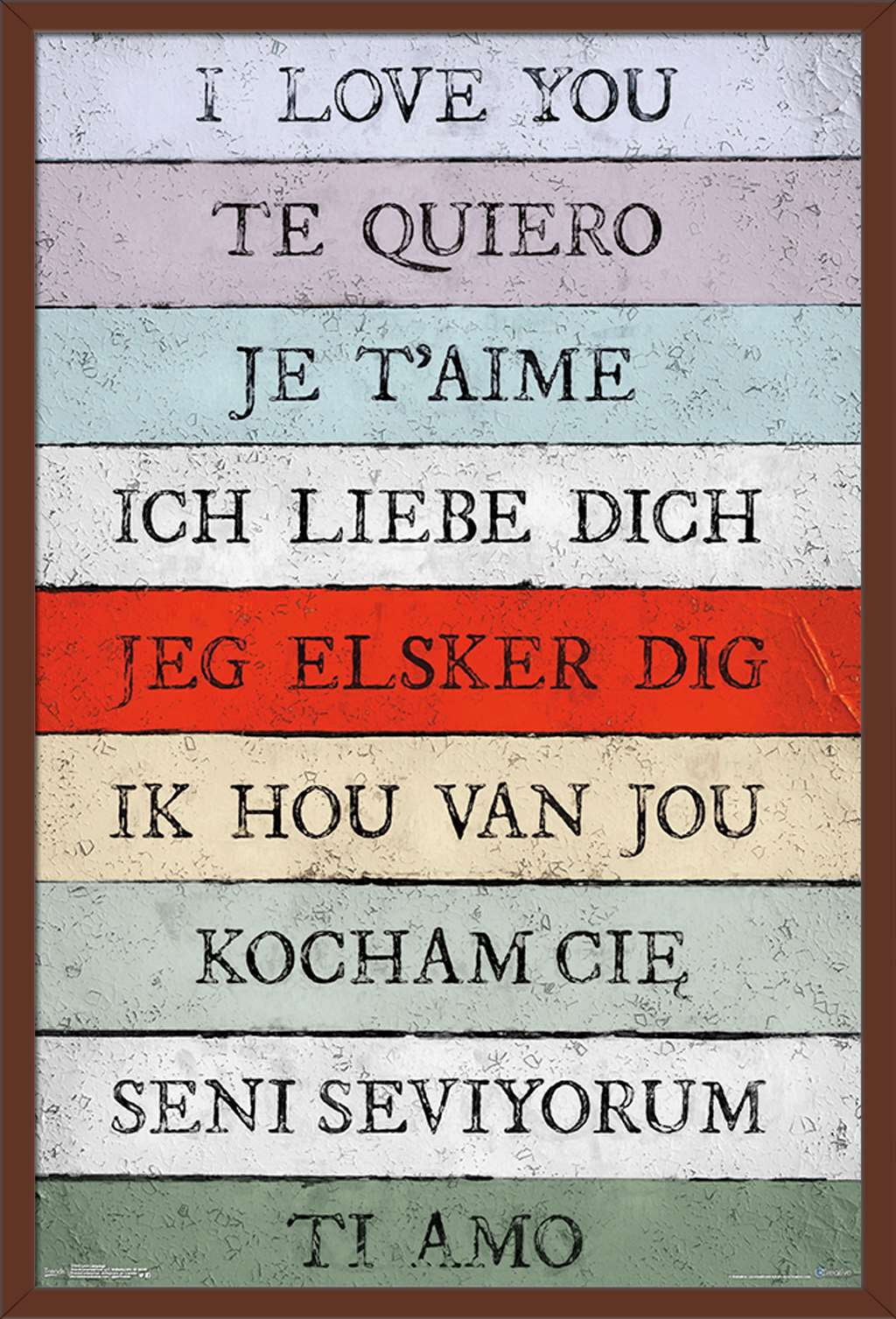 Love Language - I Love You Wall Poster, 22.375" x 34", Framed
