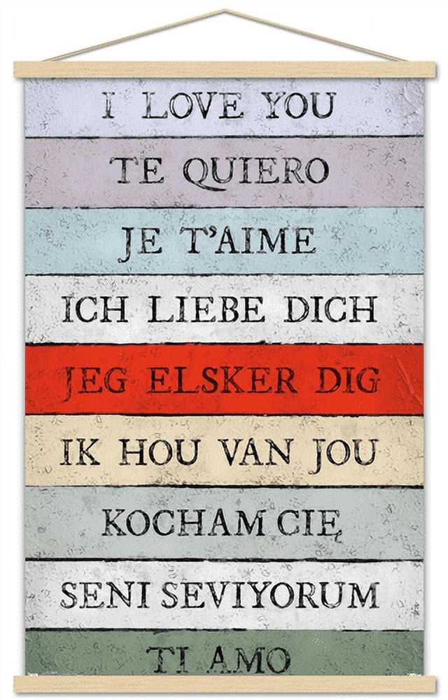 Love Language - I Love You Wall Poster with Wooden Magnetic Frame, 22.375" x 34"