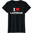 thumbnail image 1 of Love Latinas T-Shirt Graphic Tee Heart Top Text Design Cotton Short Sleeve Casual Black S-5XL, 1 of 5
