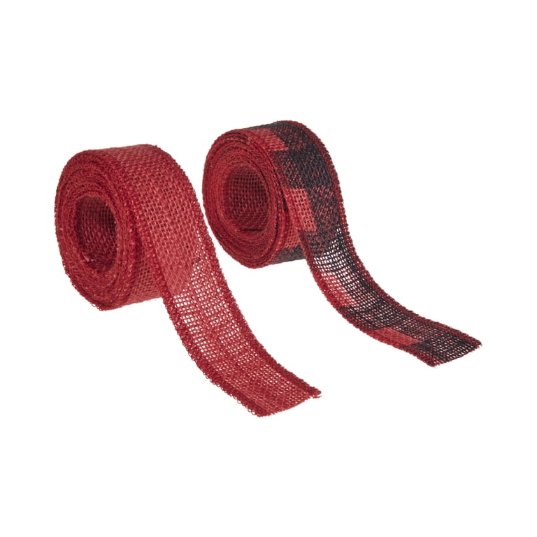 Red belt with ❤️live?love♥️laugh ribbon. 1.5” wide x 39.5” and super adjustable Love, Laugh, Craft Burlap Ribbon Set, 1.5 main image 3