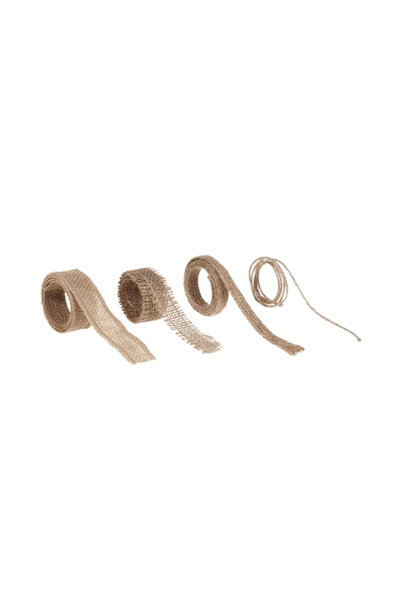 Burlap Ribbon Set, 1"W x 1-yd, 4-Pack, Natural, Brown