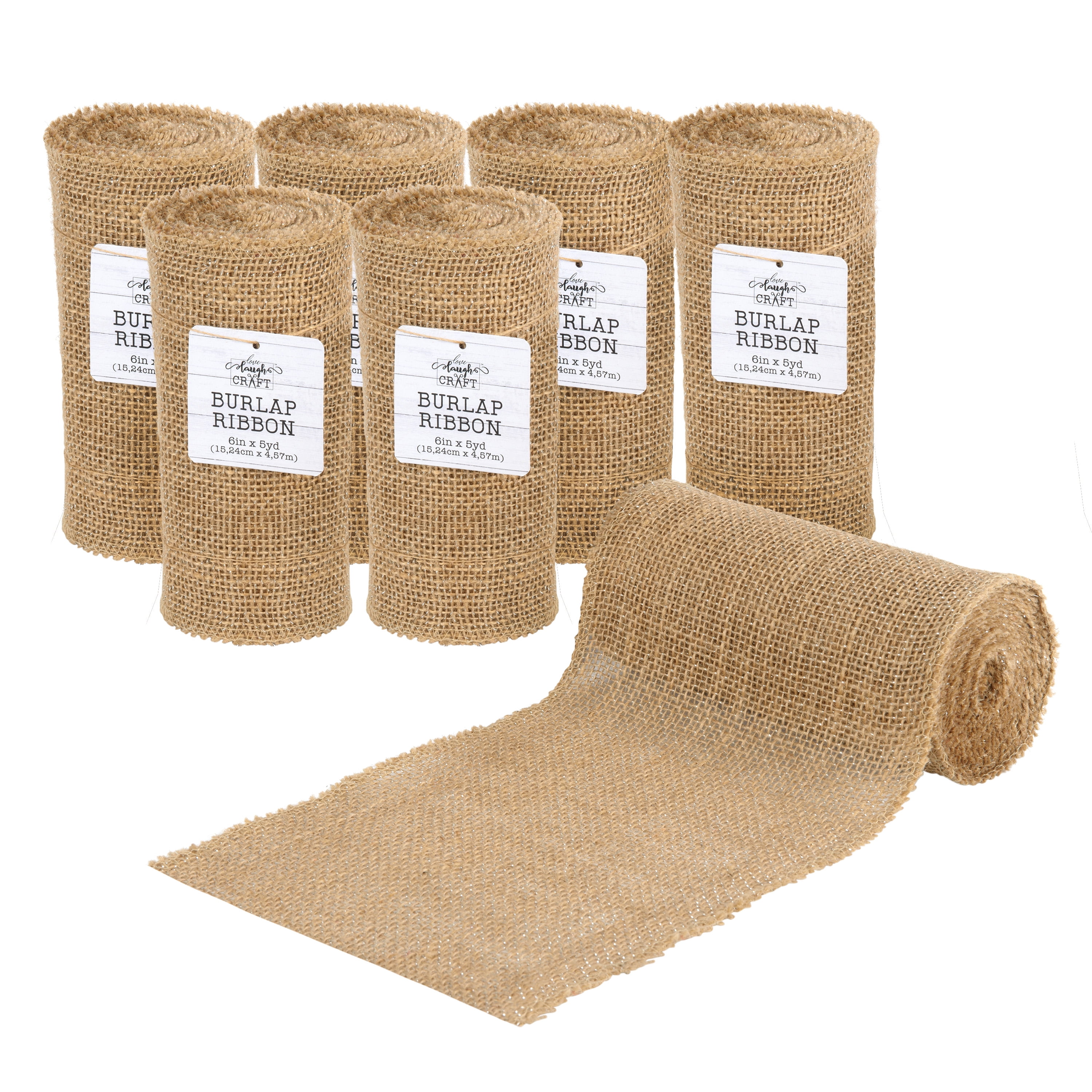 Love, Laugh, Craft Natural Jute Burlap Roll, Finished Edges, 3W x