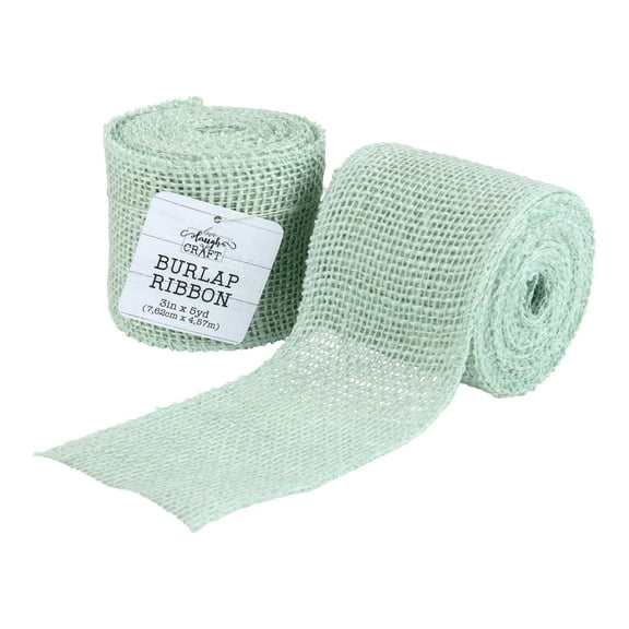 Love, Laugh, Craft Jute Burlap Roll Precut, Finished Edges, 3"W x 5-Yards, 740-37, Mint Green
