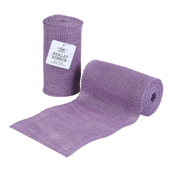 Love, Laugh, Craft Jute Burlap Roll Precut, Finished Edges, 6"W x 5-Yards, 740-19, Lavender Purple