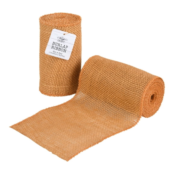 Love, Laugh, Craft Jute Burlap Roll Precut, Finished Edges, 6"W x 5-Yards, 740-21, Mango Orange
