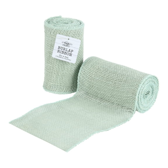 Love, Laugh, Craft Jute Burlap Roll Precut, Finished Edges, 6"W x 5-Yards, 740-22, Mint Green