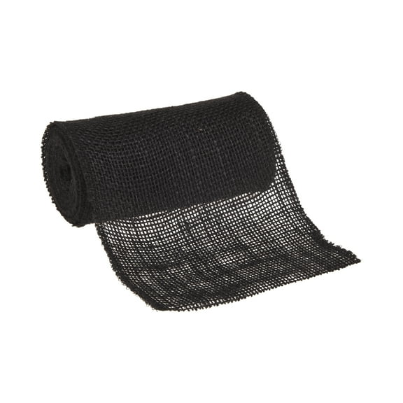 Love, Laugh, Craft Jute Burlap Roll Precut, Finished Edges, 6"W x 5-Yards, Black
