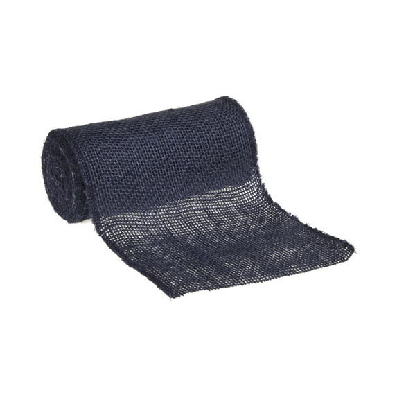 Love, Laugh, Craft Jute Burlap Roll Precut, Finished Edges, 6"W x 5-Yards, Navy Blue