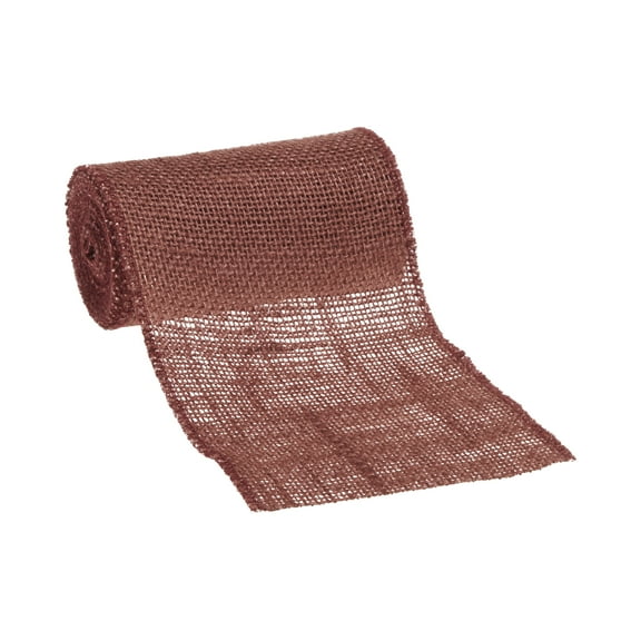 Love, Laugh, Craft Jute Burlap Roll Precut, Finished Edges, 6"W x 5-Yards, Rust Brown