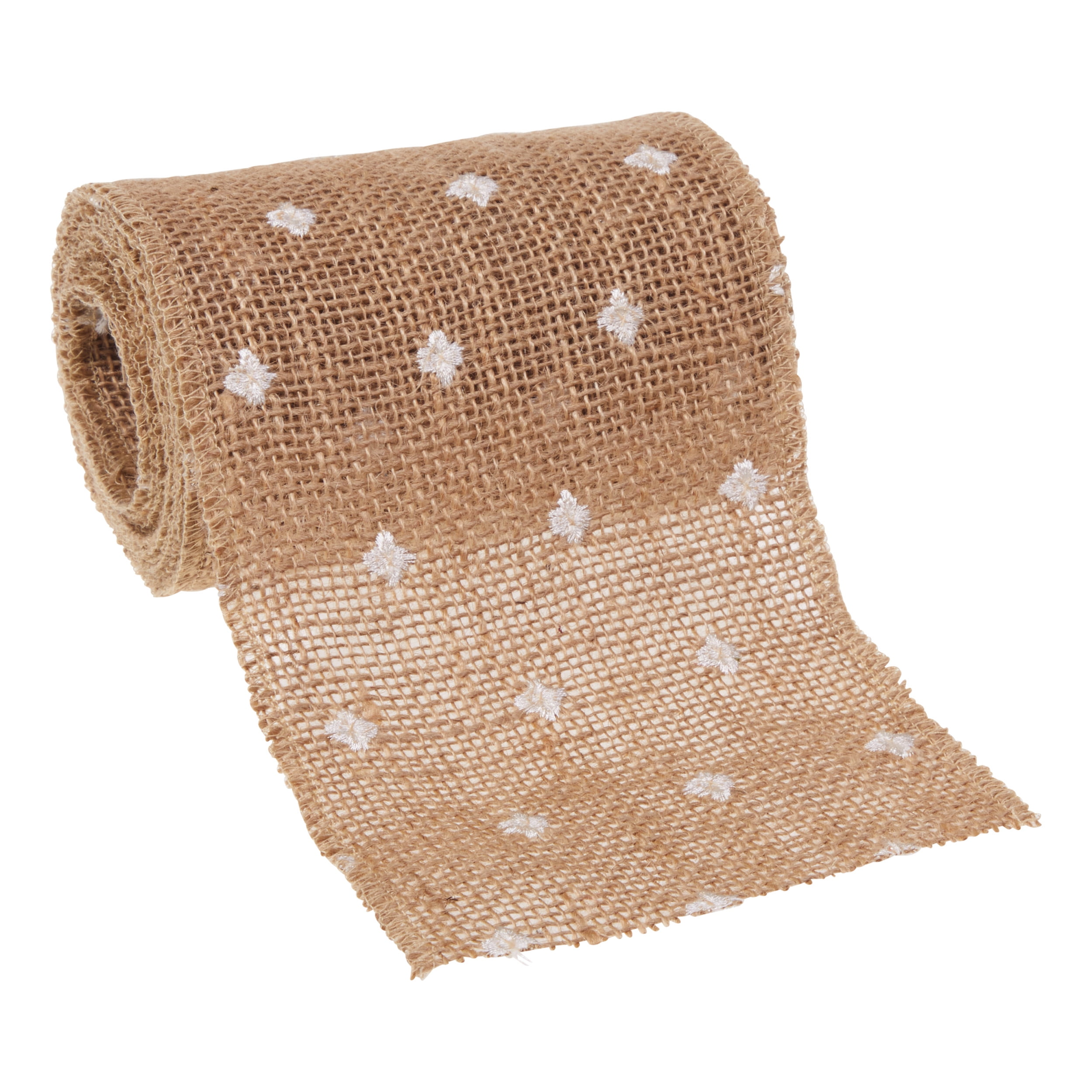 Love, Laugh, Craft Natural Jute Burlap Ribbon, 5"W x 3-Yd, 4-Pk, Precut, Beige/White