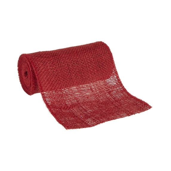 Love, Laugh, Craft Jute Burlap Roll Precut, Finished Edges, 6"W x 5-Yards, Red