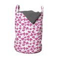 thumbnail image 1 of Love Laundry Bag, Pinkish Monochrome Pattern with Swirling Tailed Hearts Romantic Concept, Hamper Basket with Handles Drawstring Closure for Laundromats, 13" x 19", Pink and White, by Ambesonne, 1 of 4