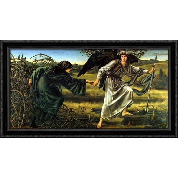 Love Leading The Pilgrim 40x22 Large Black Ornate Wood Framed Canvas Art by Edward Burne-Jones