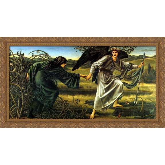 Love Leading The Pilgrim 40x22 Large Gold Ornate Wood Framed Canvas Art by Edward Burne-Jones