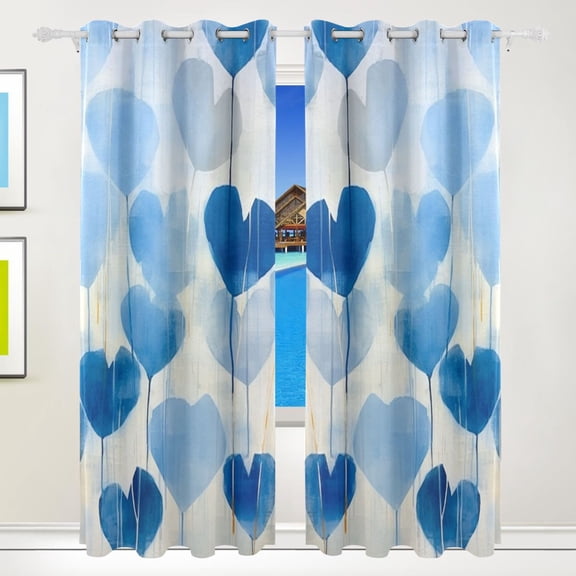 Love Leaves Blackout Curtains for Living Room Bedroom 55W x 72/84L Insulated Window Drapes 2 Panels