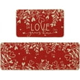 thumbnail image 1 of Love Leaves Heart Valentine''s Day Kitchen Mats Set of 2, Home Decor Low-Profile Kitchen Rugs for Floor - 17x29 and 17x47 Inch, 1 of 6