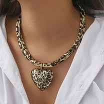 Love Leopard Pendant Multi-layer Leather String Necklace
