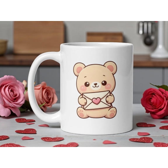 Love Letter Bear VaL1entine Mug KawaI1I Bear Coffee Cup Gift