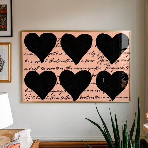Love Letter Heart Black Wall Art, Unframed Paper Poster 11x14in