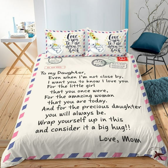 Love Letter to My Wife Duvet Cover King//Full/Twin Microfiber Abstract Word Print Comforter Cover Letter to My Son daughter