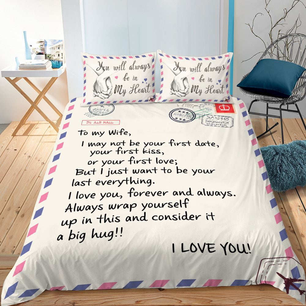 Microfiber Word Love Letter to My Wife Duvet Cover King//Full/Twin Microfiber Abstract ...