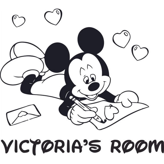 Love Letters Cartoon Customized Wall Decal - Custom Vinyl Wall Art - Personalized Name - Baby Girls Boys Kids Bedroom Wall Decal Room Decor Wall Stickers Decoration Size (40x35 inch)